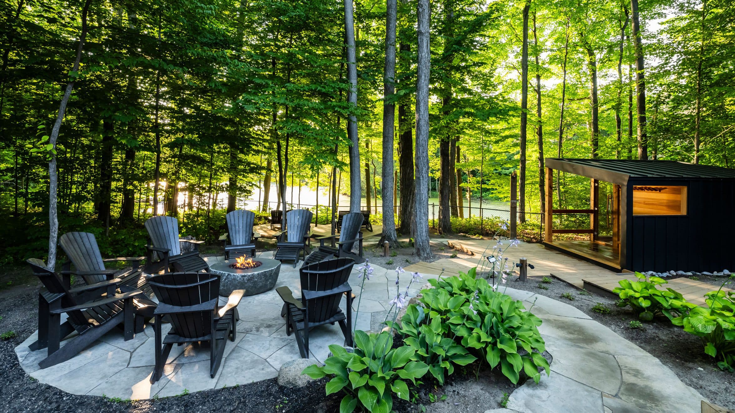 The relaxation haven at Scandinave Spa Blue Mountain, surrounded by nature and offering complete peace of mind.